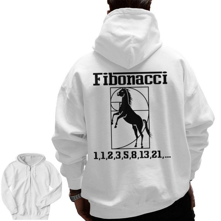 Nerdy Fibonacci Racing Car Horse Math Teacher Men Women Girls Kids Men Zip Up Hoodie Back Print