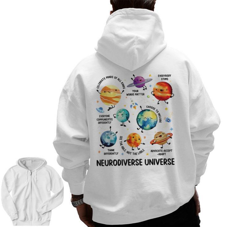 Neurodiverse Universe Space Planet Special Education Teacher Men Zip Up Hoodie Back Print