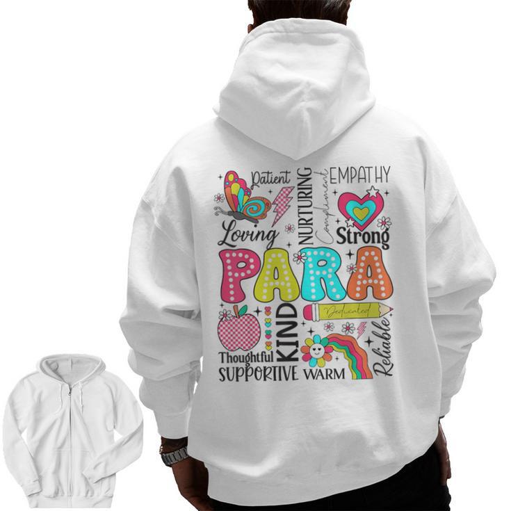 Para Paraprofessional Paraeducator Teacher Back To School Men Zip Up Hoodie Back Print