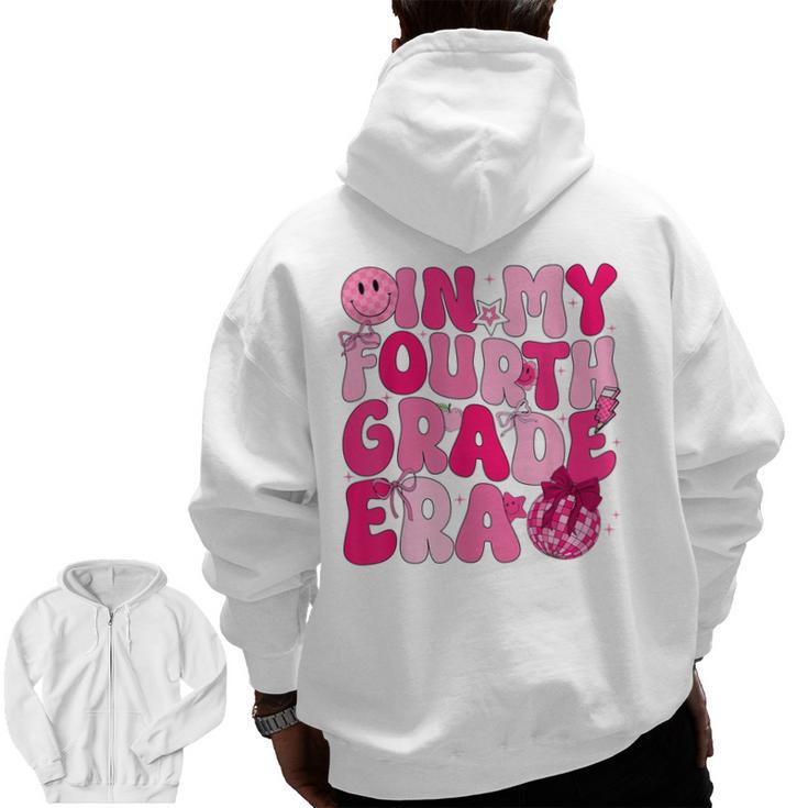 Pink Fourth Grade Era 4th Back To School Grade Teacher Men Zip Up Hoodie Back Print