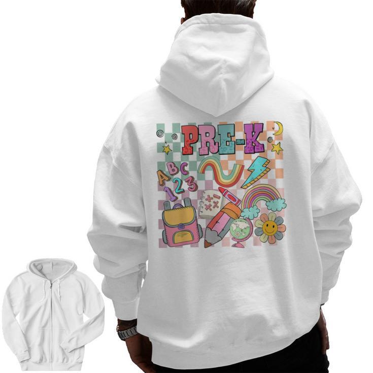 Pre K Back To School Teacher Student Men Women Kids Men Zip Up Hoodie Back Print