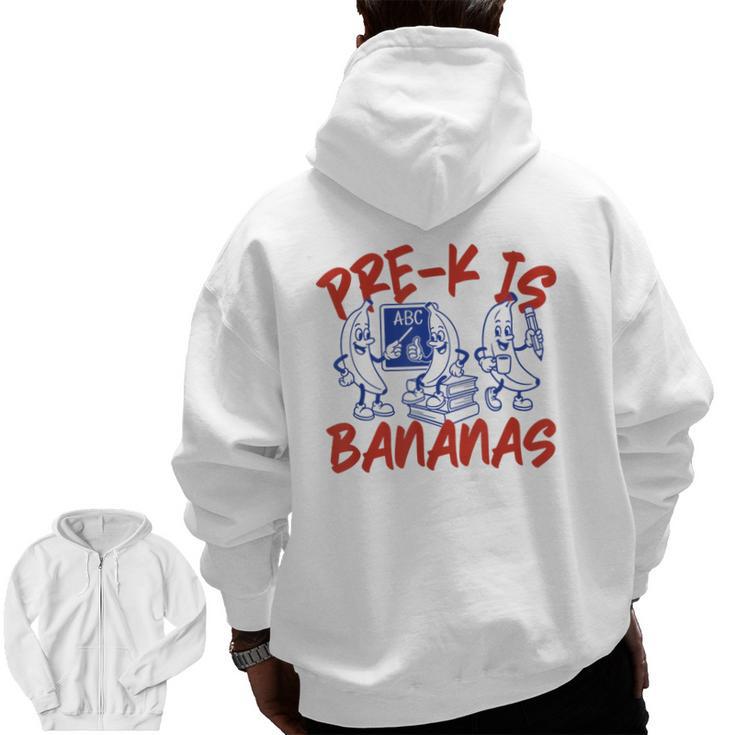 Pre-K Is Bananas Teacher Back To School Chaos Coordinator Men Zip Up Hoodie Back Print