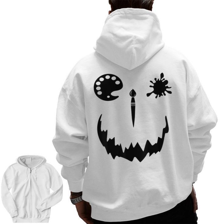 Pumpkin Artist Halloween Art Teacher Men Zip Up Hoodie Back Print