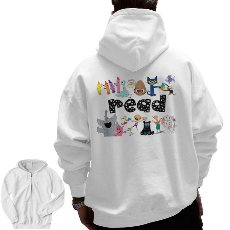 Read Children's Books Teacher Men Zip Up Hoodie Back Print