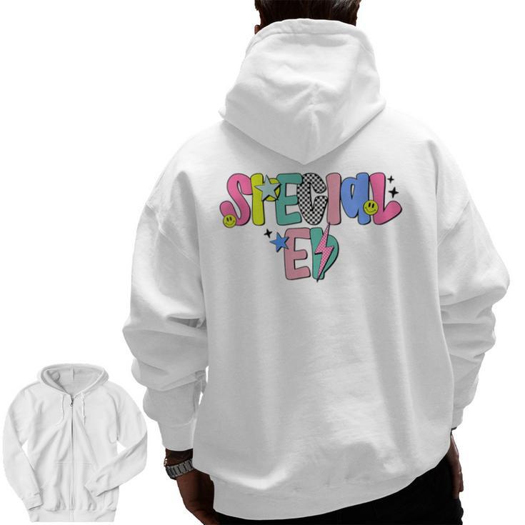 Retro Checkered Special Education Teacher Back To School Men Zip Up Hoodie Back Print, trending gift Retro Checkered Special Education Teacher Back To School Men Zip Up Hoodie Back Print, trending gift