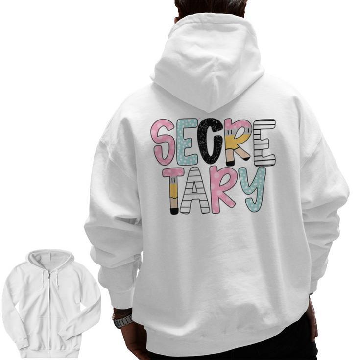 Retro Secretary Back To School Teacher Appreciation Men Zip Up Hoodie Back Print