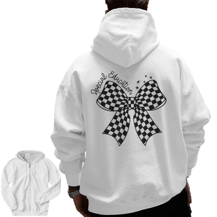 Retro Special Education Squad Coquette Bow SPED Teacher Men Zip Up Hoodie Back Print