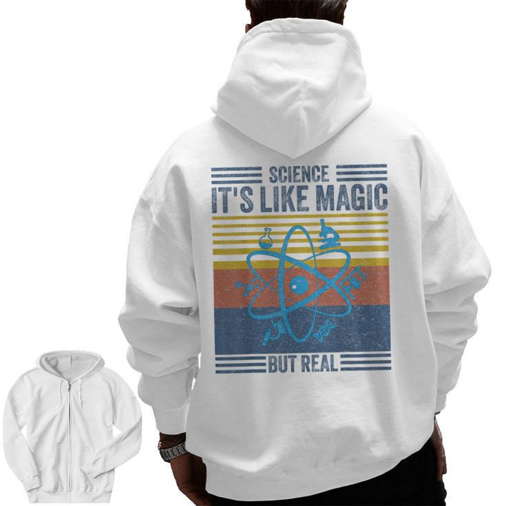 Science It's Like Magic But Real Science Teacher Geek Nerd Men Zip Up Hoodie Back Print