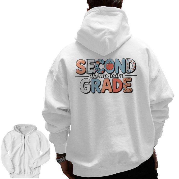 Second Grade Dream Team Back To School 2nd Grade Teacher Men Zip Up Hoodie Back Print