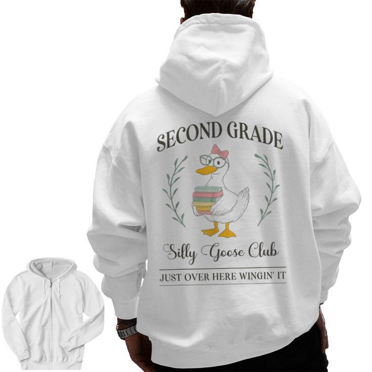 Second Grade Silly Goose Club For Teacher Or Student Men Zip Up Hoodie Back Print