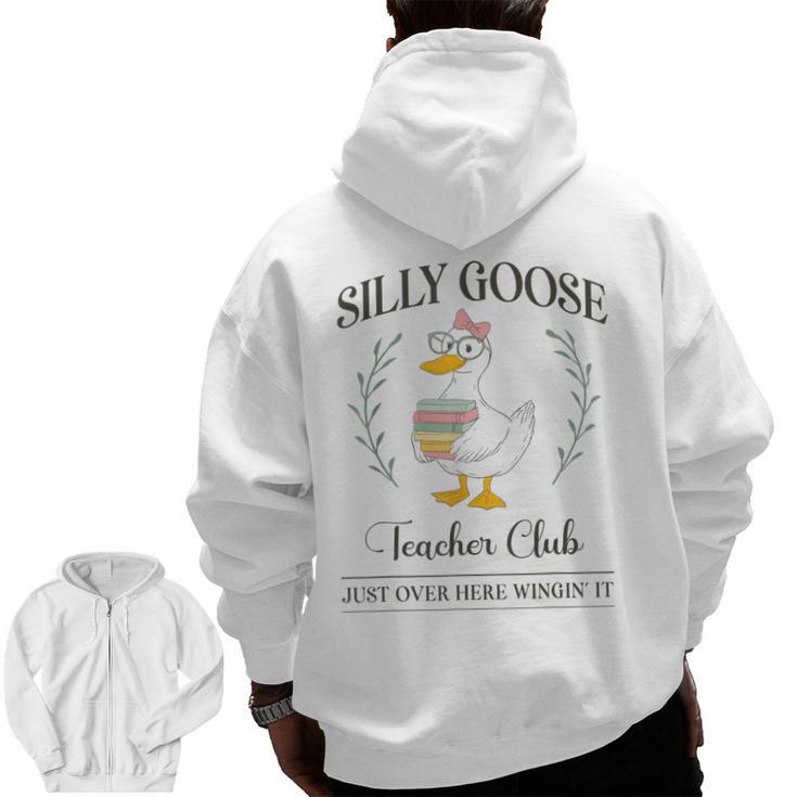 Silly Goose Teacher Club Men Zip Up Hoodie Back Print