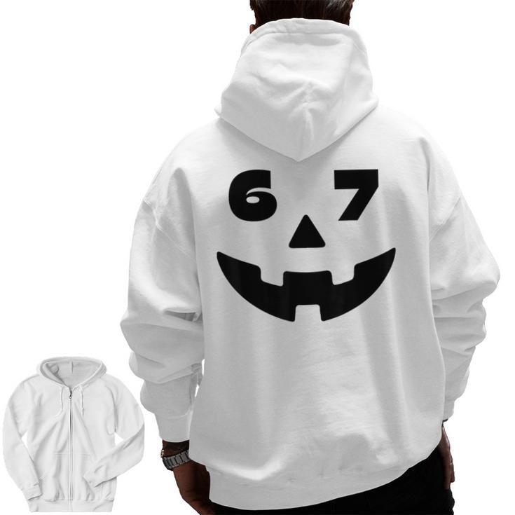 Six Seven Halloween Costume For Students Teachers 6 7 Men Zip Up Hoodie Back Print
