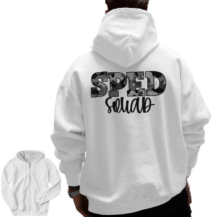 Special Education Squad Camo SPED Teacher Men Zip Up Hoodie Back Print
