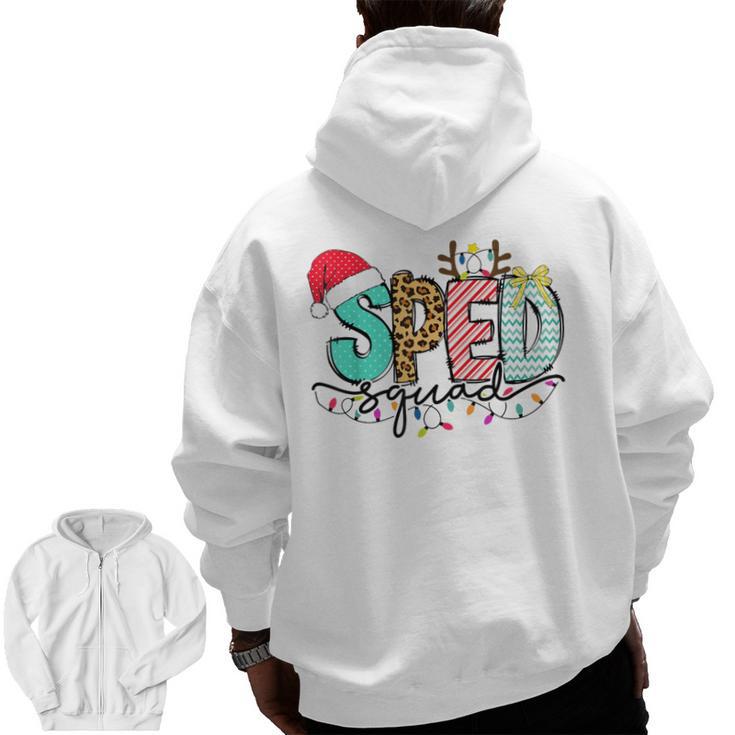 SPED Squad Special Education Teacher Autism Christmas Women Men Zip Up Hoodie Back Print