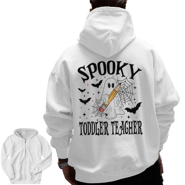 Spooky Toddler Teacher Halloween School Men Zip Up Hoodie Back Print