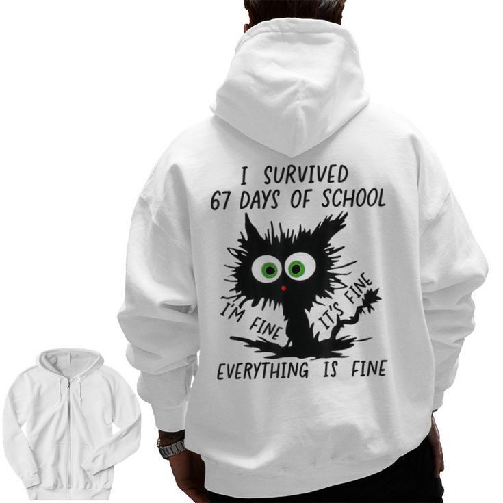 I Survived 67 Days Of School Teachers Students Humor Men Zip Up Hoodie Back Print