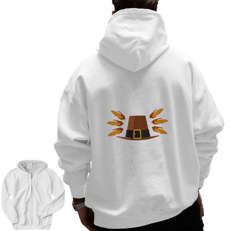 I Teach The Cutest Pre-K Pilgrims Thanksgiving Teacher Item Men Zip Up Hoodie Back Print