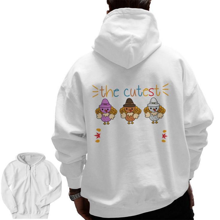 I Teach The Cutest Turkeys School Teachers Thanksgiving Men Zip Up Hoodie Back Print