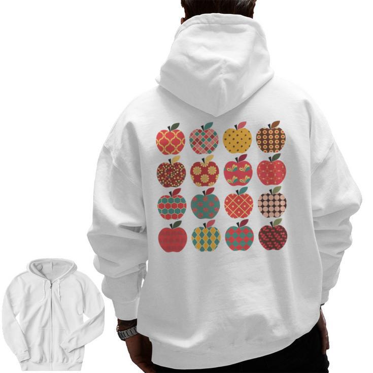 Teacher Apple Back To School Art For School Supplies Men Zip Up Hoodie Back Print