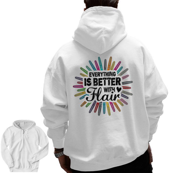 Teacher Flair Pen Art Lover School Supplies Men Zip Up Hoodie Back Print
