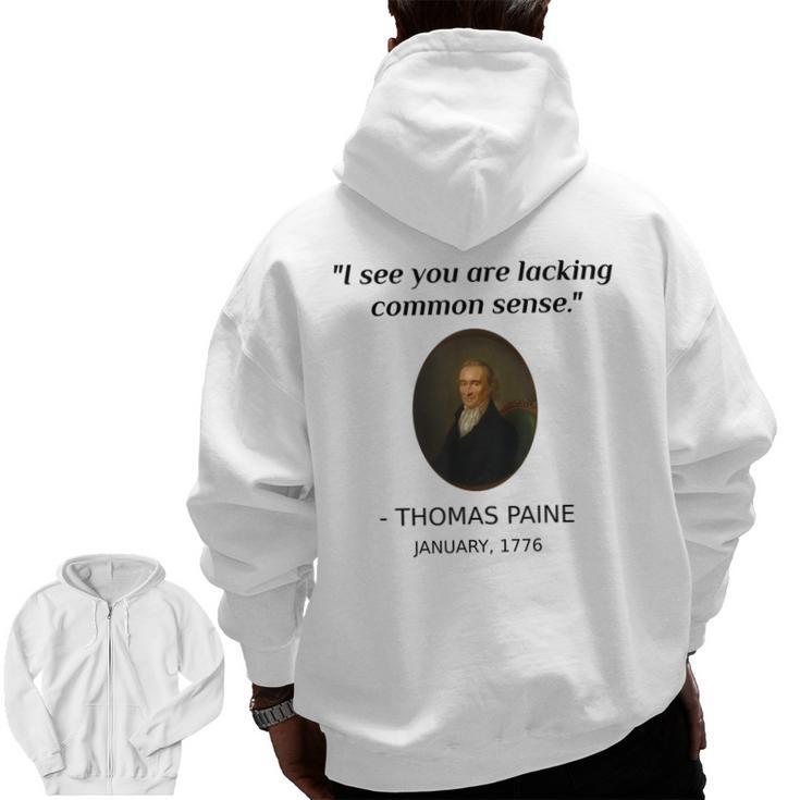 Thomas Paine Common Sense USA History Teacher Student Men Zip Up Hoodie Back Print