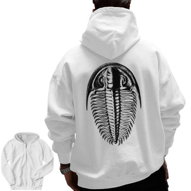 Trilobite Fossil Geology Teacher Student Geologist Men Zip Up Hoodie Back Print