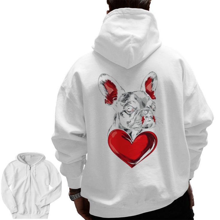 Valentine's Day Boston Terrier Dog Vector Men Zip Up Hoodie Back Print