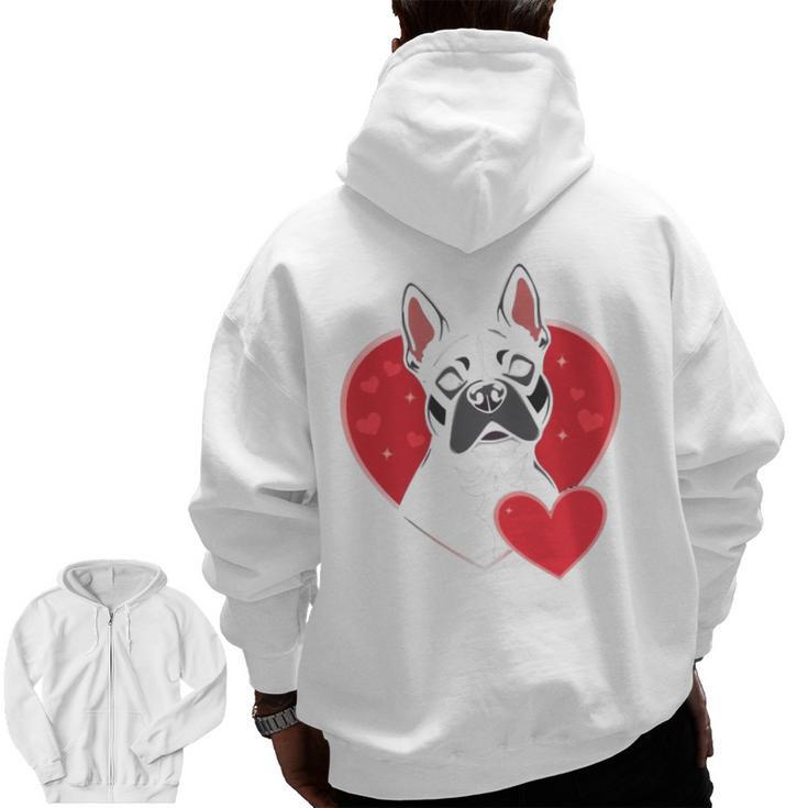 Valentine's Day Boston Terrier Men Zip Up Hoodie Back Print