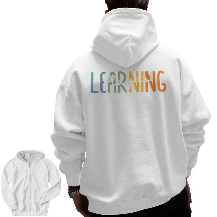 Vintage Play Is Learning Back To School Toddler Teacher Men Zip Up Hoodie Back Print