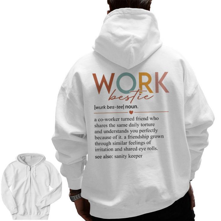 Vintage Work Bestie Definition Teachers Nurses Boss Women Men Zip Up Hoodie Back Print