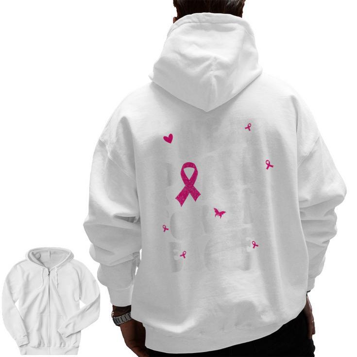 I Wear Pink For My Teacher Breast Cancer Awareness Support Men Women Men Zip Up Hoodie Back Print