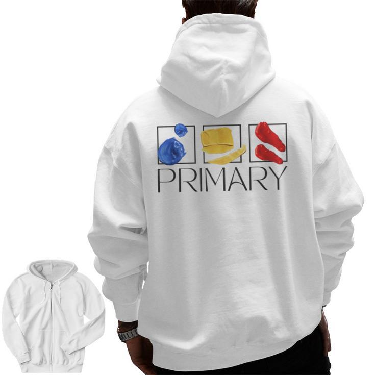 Women Art Teacher Back To School Artist Primary Color Theory Men Zip Up Hoodie Back Print