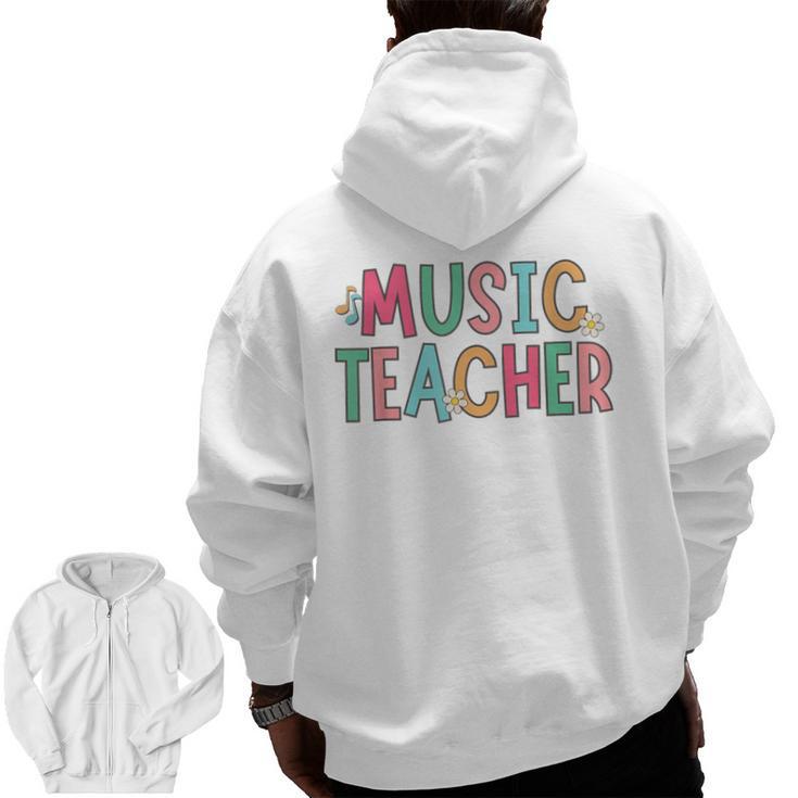 Women Music Teacher First Day Of School Elementary School Men Zip Up Hoodie Back Print