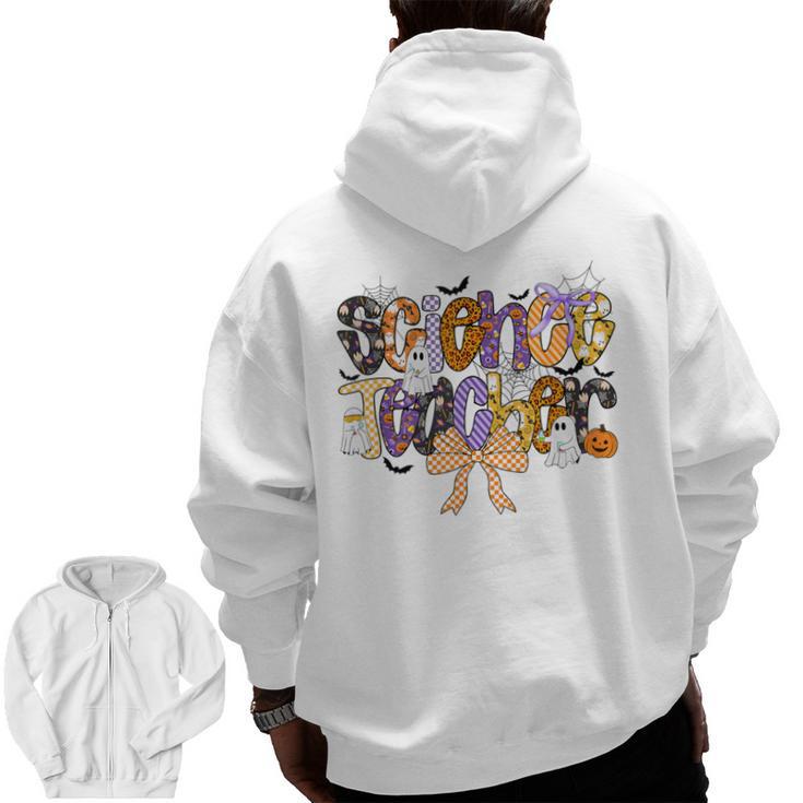 Women Spooky Science Teacher Halloween Science Stem Teacher Men Zip Up Hoodie Back Print
