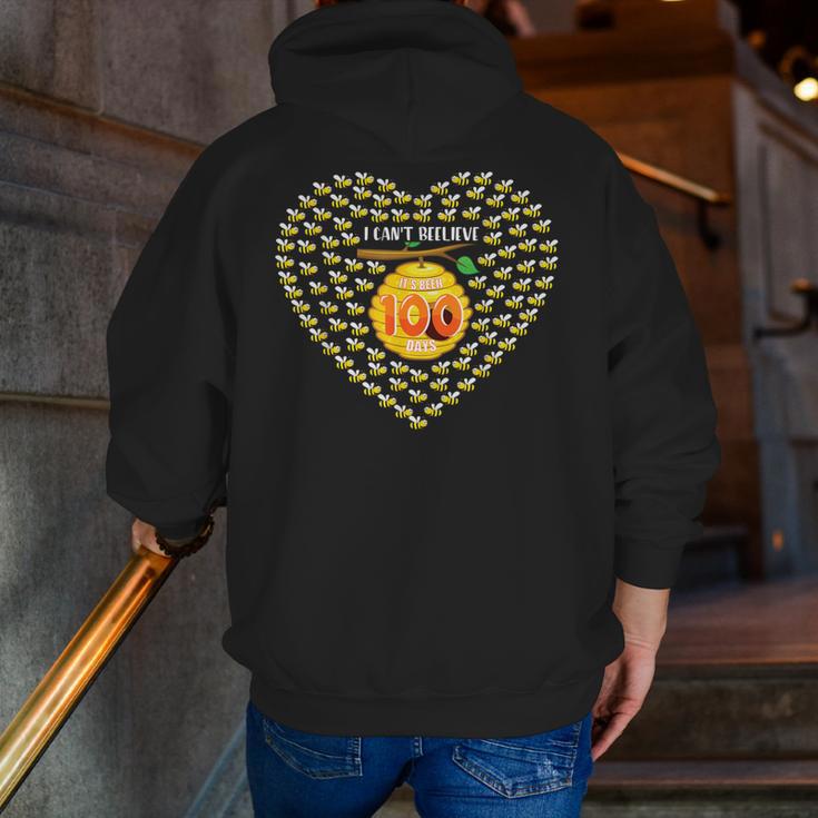 100 Days Of School Bee Hive Tree Hearts Teachers Student Kid Men Zip Up Hoodie Back Print, funny gift