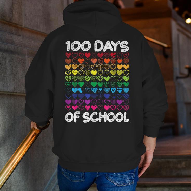 100 Days Of School Heart Love Teacher Or Student 100th Day Men Zip Up Hoodie Back Print, funny gift