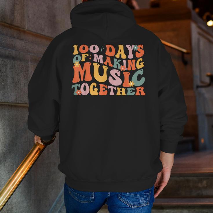 100 Days Of School Music Teacher Men Zip Up Hoodie Back Print, funny gift