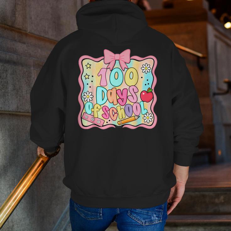 100 Days Of School Preppy 100th Day Of School Teacher Kids Men Zip Up Hoodie Back Print, funny gift