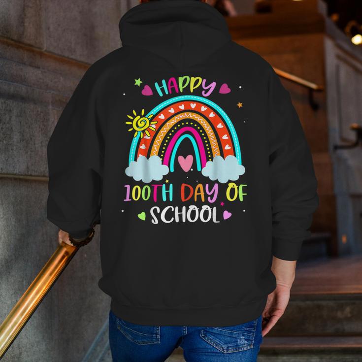 100th Day Of School Rainbow Happy 100 Days Smarter Teacher Men Zip Up Hoodie Back Print, funny gift