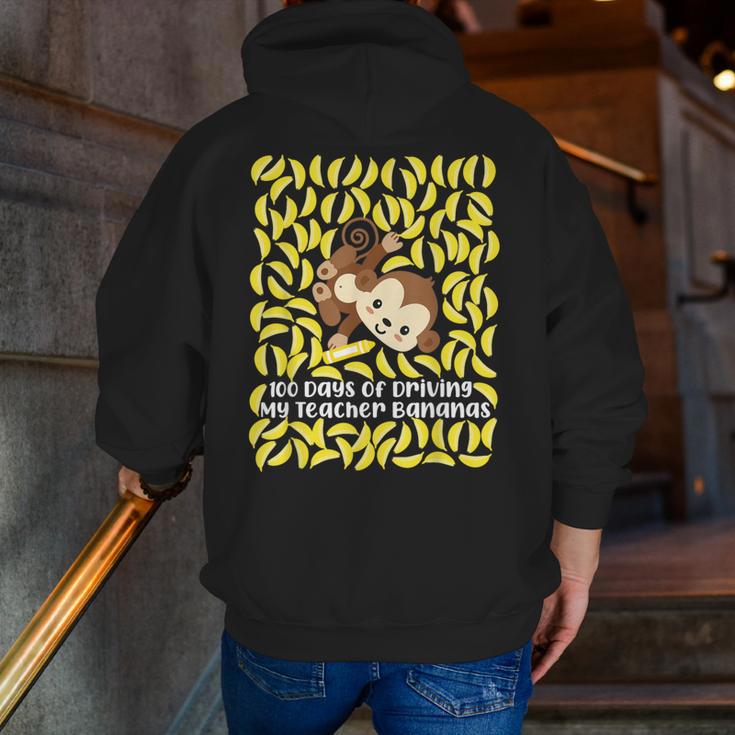 100th Day Of School Teacher Monkey Pun Banana For Men Women Girls Kids Men Zip Up Hoodie Back Print, funny gift