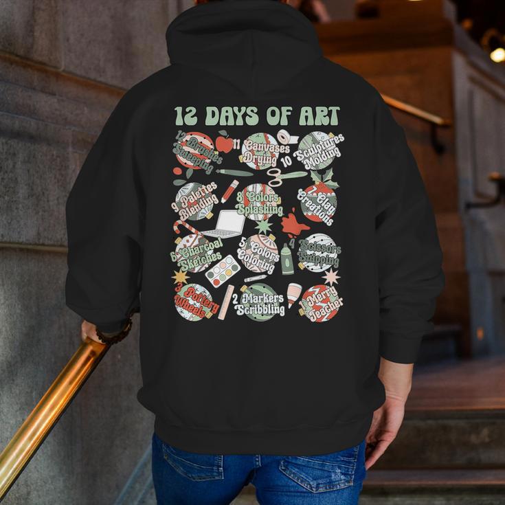 12 Days Of Art Teacher Christmas Artists Painter Educational Men Zip Up Hoodie Back Print, funny gift