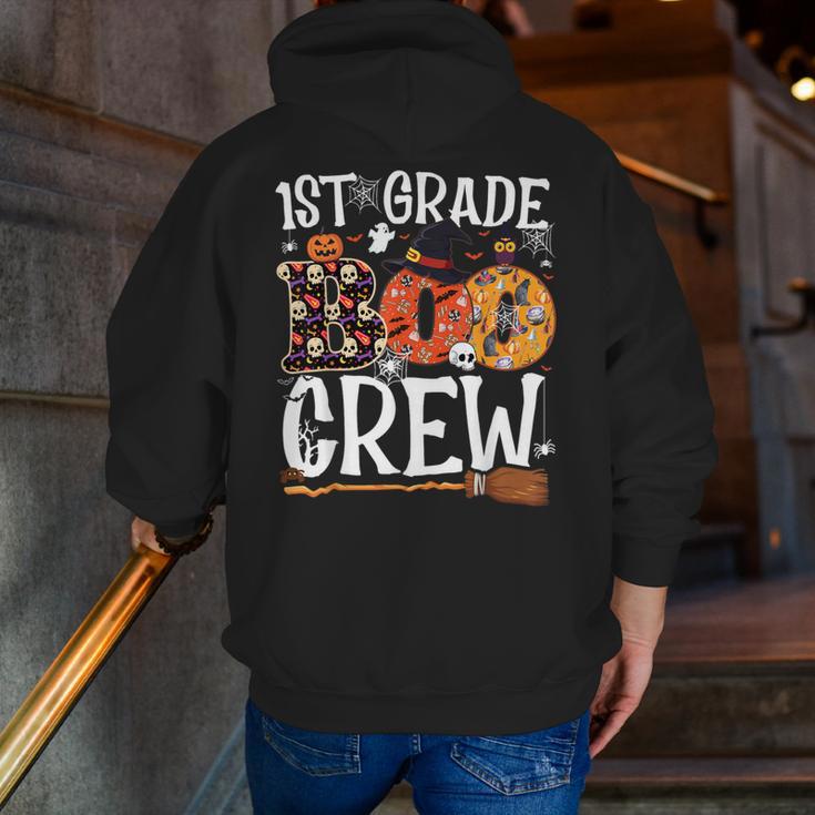 1st Grade Boo Crew Cute Ghost Halloween Teacher Kids Men Zip Up Hoodie Back Print, funny gift