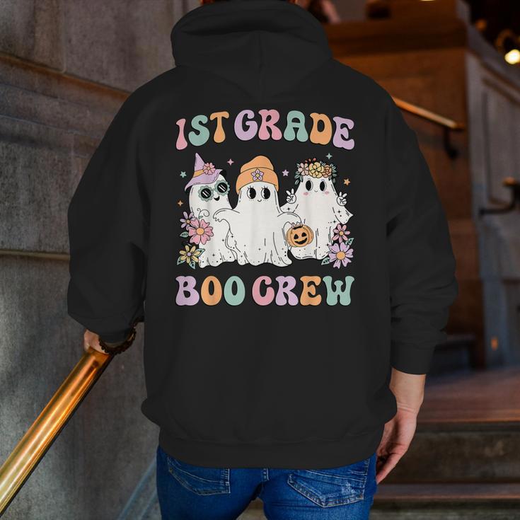 1st Grade Boo Crew Groovy Halloween Floral Ghost Kid Teacher Men Zip Up Hoodie Back Print, Groovy Teacher Hoodies, funny gift 1st Grade Boo Crew Groovy Halloween Floral Ghost Kid Teacher Men Zip Up Hoodie Back Print, Groovy Teacher Hoodies, funny gift