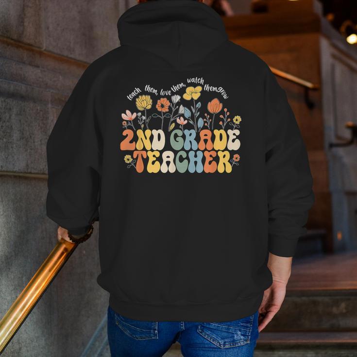 2nd Second Grade Teacher Appreciation Teaching Wildflowers Men Zip Up Hoodie Back Print, 2nd Grade Teacher Hoodies, funny gift