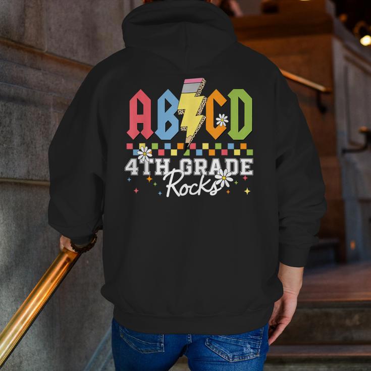 4th Grade Rocks ABCD Back To School Rock Teachers Men Zip Up Hoodie Back Print, funny gift