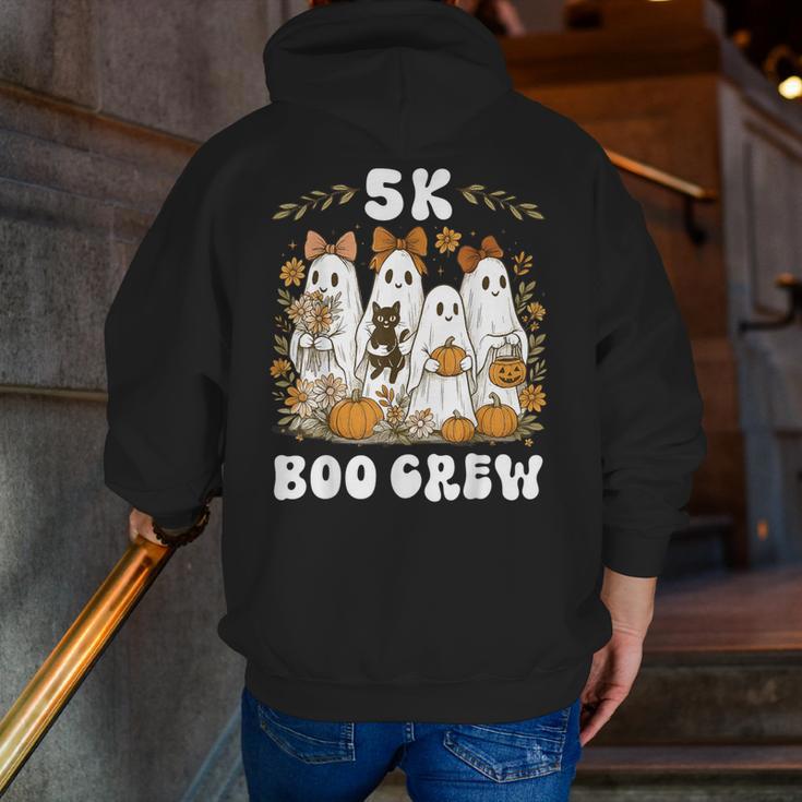 5K Boo Crew Halloween Teacher K5 Floral Ghost Trick Or Teach Men Zip Up Hoodie Back Print, funny gift