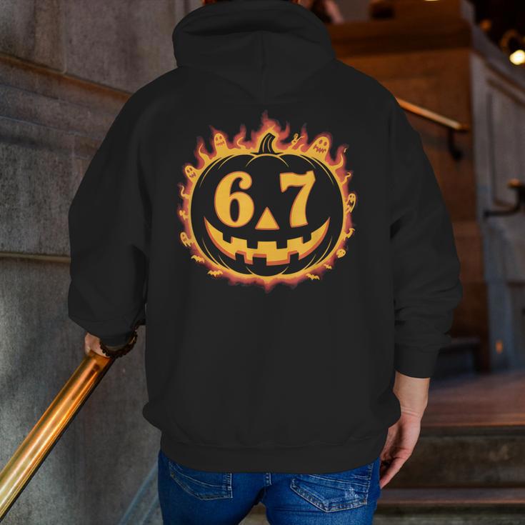 6 7 Meme Halloween Pumpkin Costume For Student Teacher Men Zip Up Hoodie Back Print, funny gift