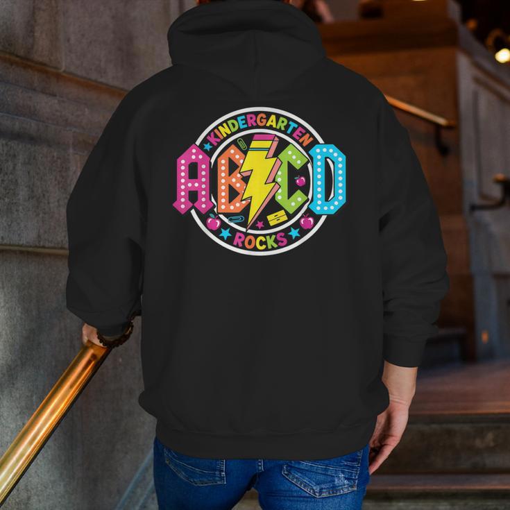 ABCD Kindergarten Rocks Back To School Teachers Students Men Zip Up Hoodie Back Print, funny gift