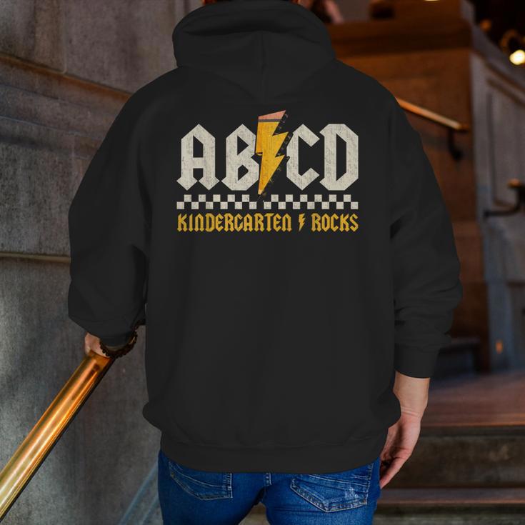 ABCD Kindergarten Rocks Pencil Lightning Students Teachers Men Zip Up Hoodie Back Print, funny gift