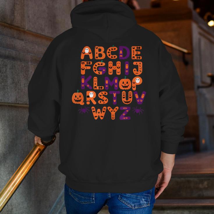 ABCs Learning Kindergarten Teacher Halloween Alphabet Men Zip Up Hoodie Back Print, funny gift ABCs Learning Kindergarten Teacher Halloween Alphabet Men Zip Up Hoodie Back Print, funny gift